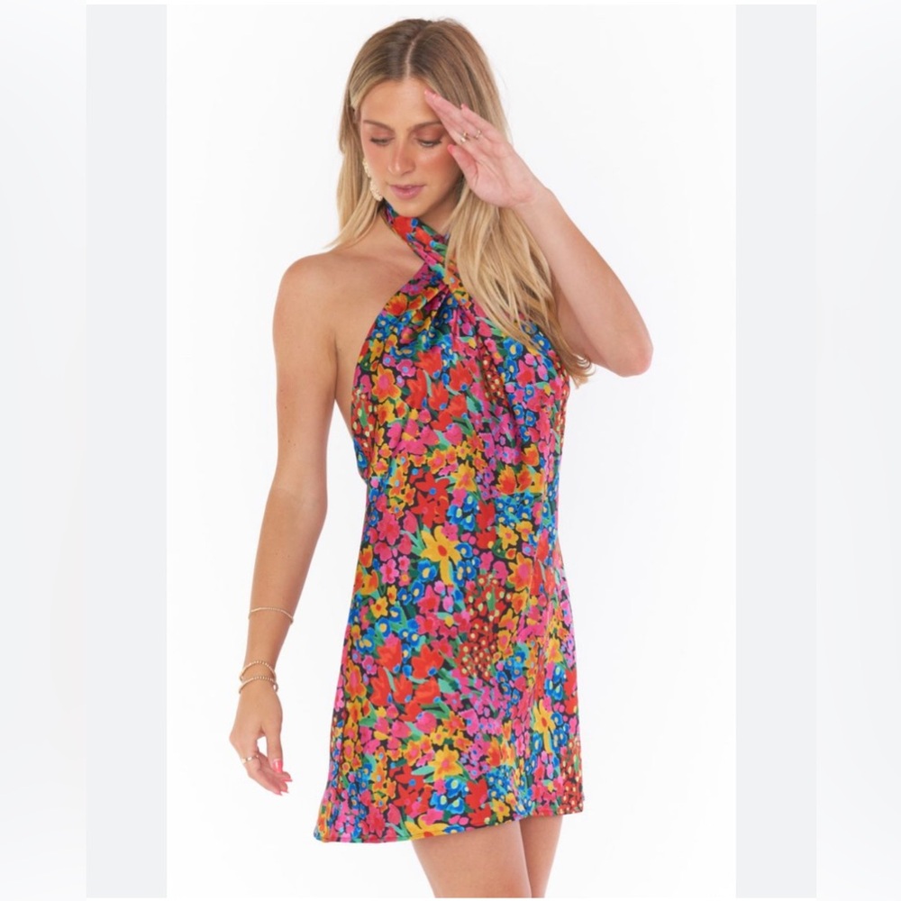 SHOW ME YOUR MUMU JASMINE HALTER FLORAL DRESS  Sz L